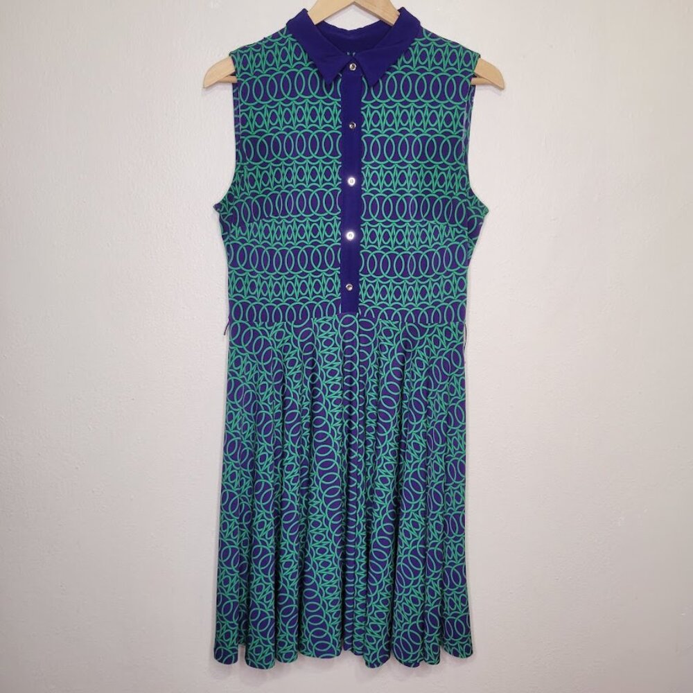 Donna Morgan Blue & Green Dress, Size 10